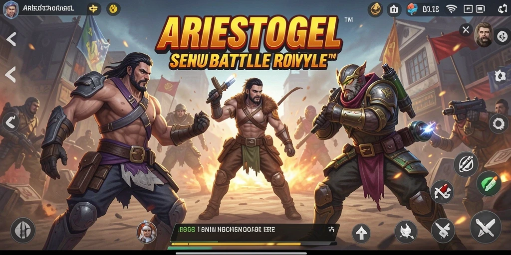 Tangkapan layar menampilkan aksi seru dalam ARIESTOGEL Battle Royale.