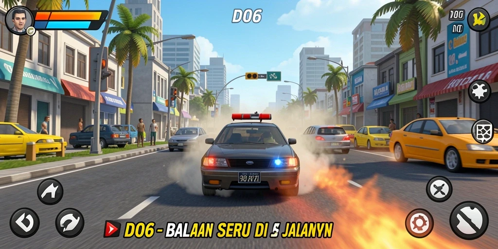 Tampilan gameplay D06 dengan aksi balapan yang menegangkan.