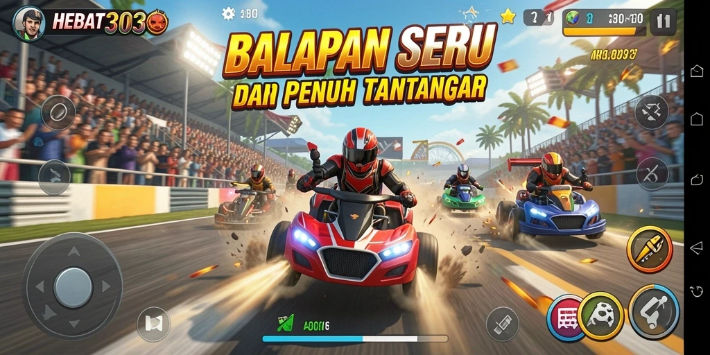 Gameplay mendebarkan HEBAT303 dalam balapan yang penuh aksi.