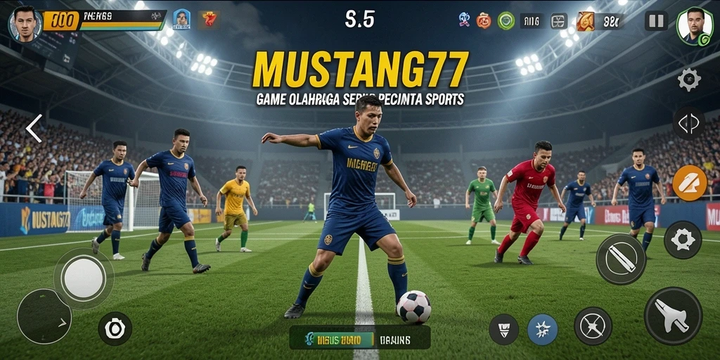 Tangkapan layar dari gameplay MUSTANG77 yang menunjukkan aksi olahraga yang seru.