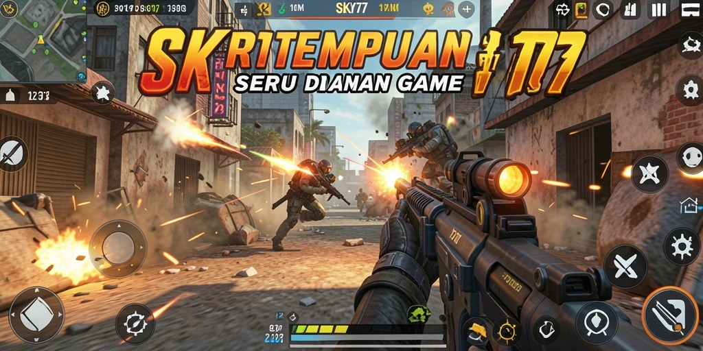 Tampilan gameplay seru dalam <strong>SKY77</strong> dengan aksi tembak-menembak yang mendebarkan.