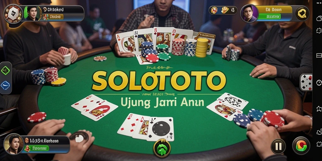 Screenshot gameplay SOLOTOTO yang menampilkan momen seru bermain poker.