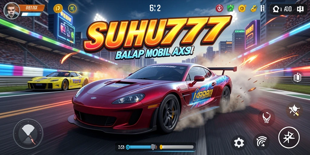 Menampilkan aksi balap mobil yang mendebarkan dari SUHU777.