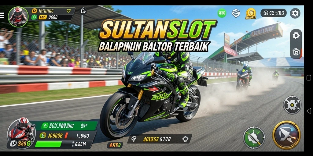 Gameplay SULTANSLOT menampilkan balapan motor yang seru dan kompetitif.
